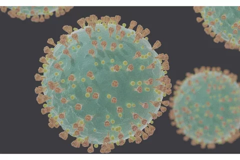 Microscopic view of SARS-CoV-2